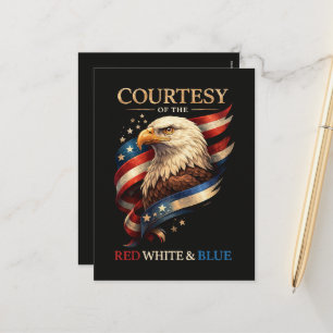 Patriotic Eagle Red White and Blue Vintage Holiday Postcard