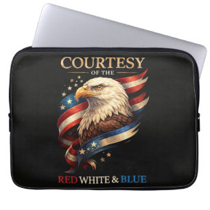Patriotic Eagle Red White and Blue Vintage Laptop Sleeve