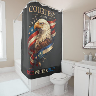 Patriotic Eagle Red White and Blue Vintage Shower Curtain