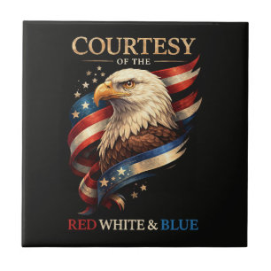 Patriotic Eagle Red White and Blue Vintage Tile