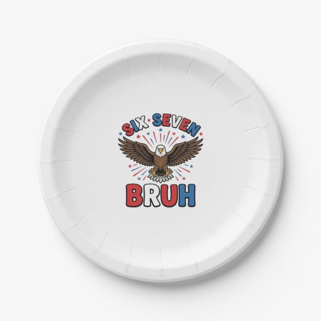 Patriotic Eagle Six Seven Bruh Vector Design_1 Paper Plate (Front)