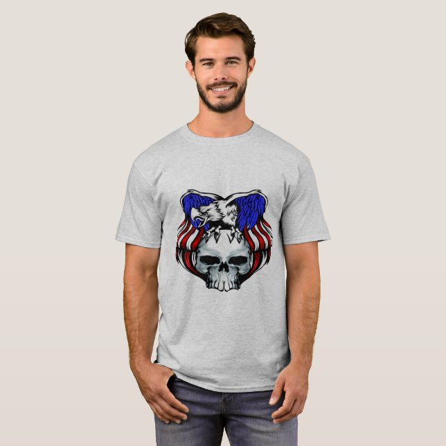 Patriotic Eagle Skull, Customise, T-Shirt (Front Full)