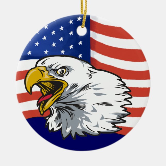 Patriotic Eagle - SRF Ceramic Tree Decoration (Front)