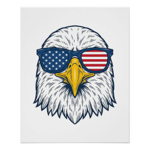 Patriotic Eagle Sunglasses Vintage Vector Design_1 Poster