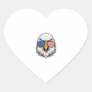 Patriotic Eagle Sunglasses Vintage Vector Shirt_1 Heart Sticker