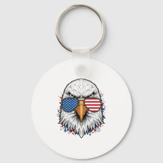 Patriotic Eagle Sunglasses Vintage Vector Shirt_1 Key Ring
