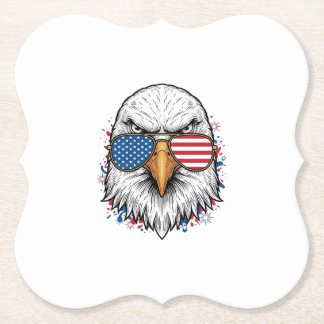 Patriotic Eagle Sunglasses Vintage Vector Shirt_1 Paper Coaster
