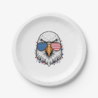 Patriotic Eagle Sunglasses Vintage Vector Shirt_1 Paper Plate