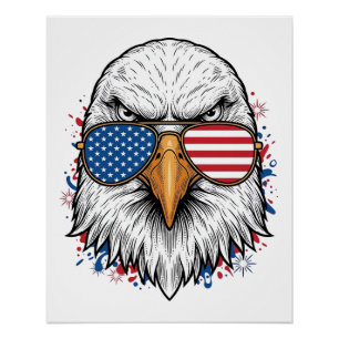 Patriotic Eagle Sunglasses Vintage Vector Shirt_1 Poster