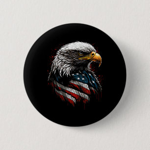 Patriotic Eagle Us American Flag 4th Of July Men W 6 Cm Round Badge