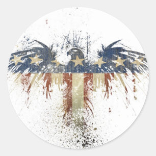 Patriotic eagle, US/USA, SAD flag Classic Round Sticker