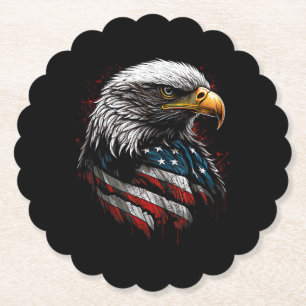 Patriotic Eagle USA American Flag 4th of July Men Paper Coaster