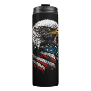 Patriotic Eagle USA American Flag 4th of July Men Thermal Tumbler