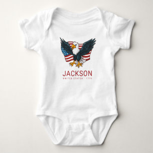 Patriotic Eagle USA American Flag Kids 4th of July Baby Bodysuit