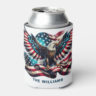 Patriotic Eagle USA Flag 4th Of July Can Cooler