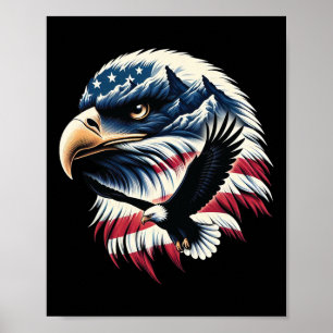 Patriotic Eagle Usa Flag 4th Of July Man Woman Art Poster
