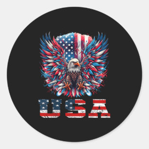 Patriotic Eagle Usa Flag Design Graphic  Classic Round Sticker