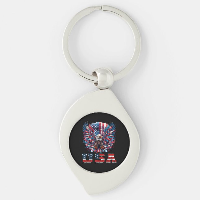 Patriotic Eagle USA Flag Key Ring (Front)