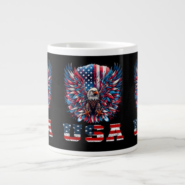Patriotic Eagle USA Flag Large Coffee Mug (Front)