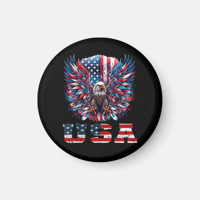 Patriotic Eagle USA Flag Magnet (Front)