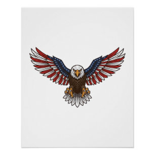 Patriotic Eagle Vintage Engraving Vector Design_1 Poster