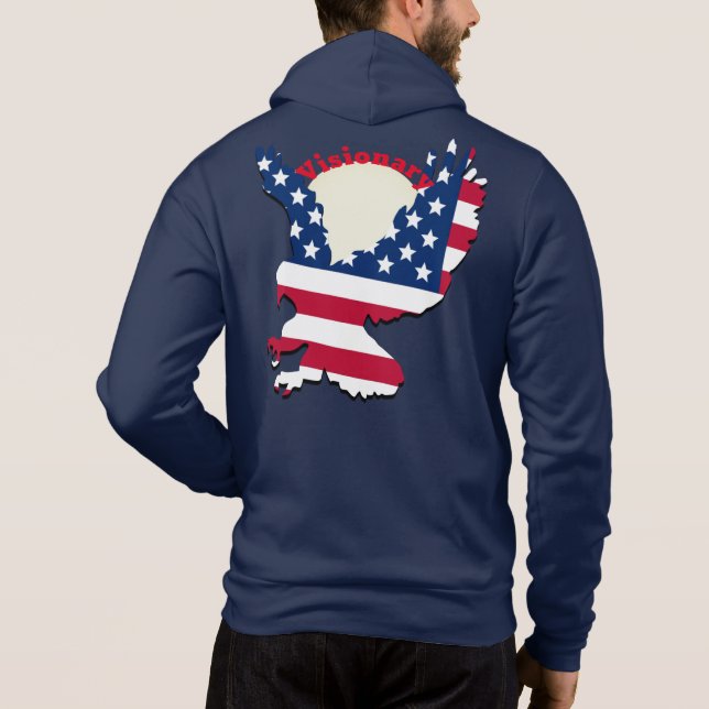 Patriotic Eagle Visionary American Flag Design   Hoodie (Back)