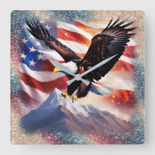 Patriotic Eagle Wall Clock
