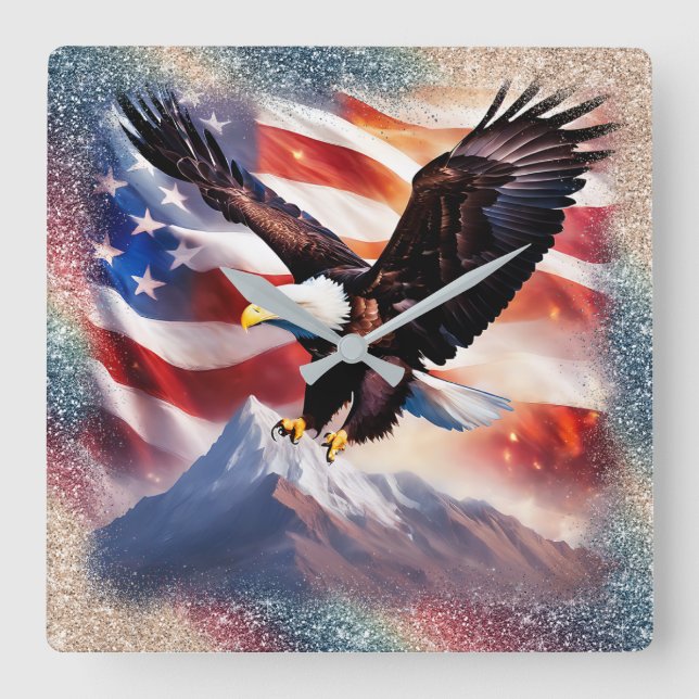 Patriotic Eagle Wall Clock (Front)