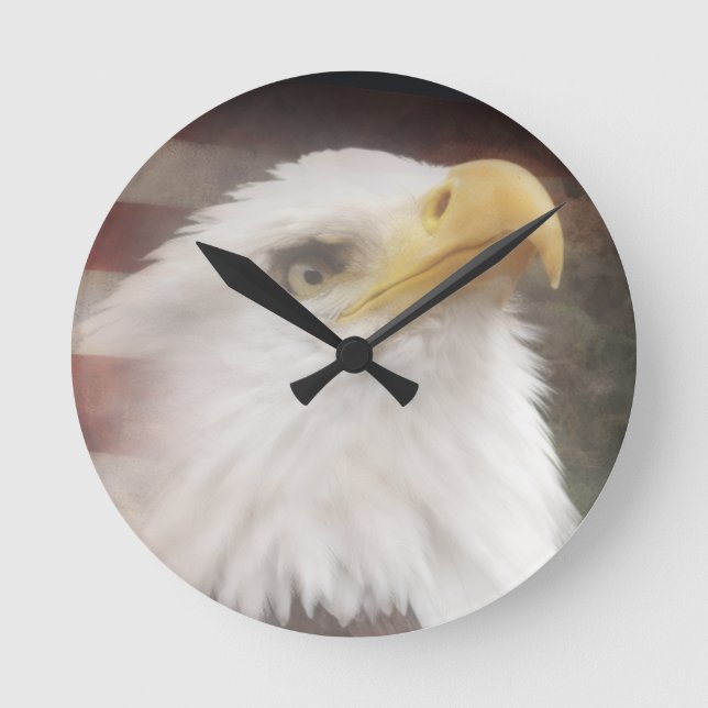 Patriotic Eagle Wall Clock – American Decor (Front)