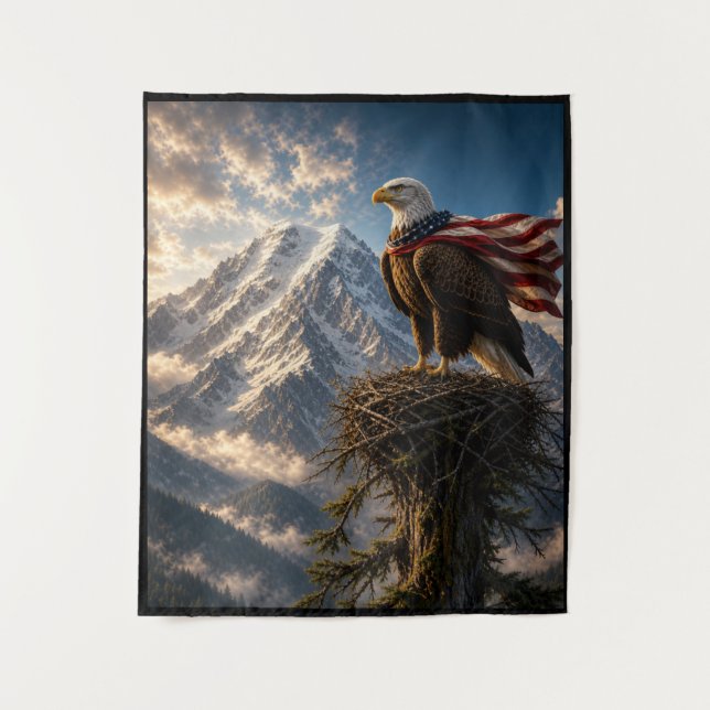 Patriotic Eagle with American Flag Cape Tapestry (Front)