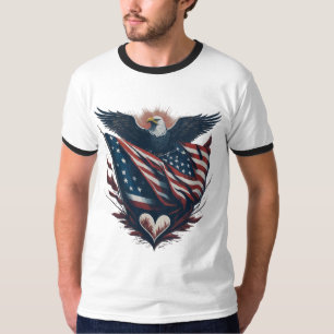 Patriotic Eagle with American Flag T-shirt 