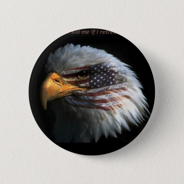 Patriotic Eagle with flag background 6 Cm Round Badge (Front)