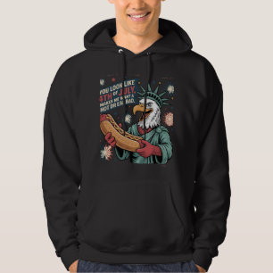 Patriotic Eagle with Hot Dog Funny Art Hoodie