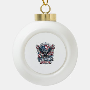 Patriotic Eagle Wolf Hybrid Animal Hybrid Patrioti Ceramic Ball Christmas Ornament