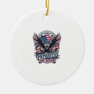 Patriotic Eagle Wolf Hybrid Animal Hybrid Patrioti Ceramic Tree Decoration