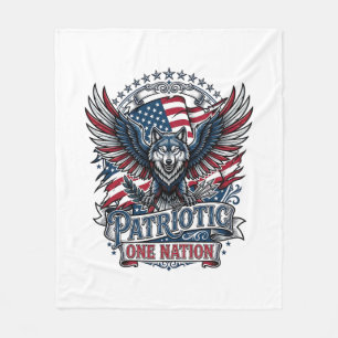 Patriotic Eagle Wolf Hybrid Animal Hybrid Patrioti Fleece Blanket