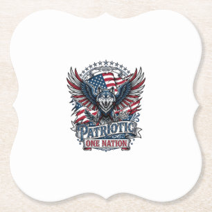 Patriotic Eagle Wolf Hybrid Animal Hybrid Patrioti Paper Coaster