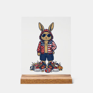 Patriotic Easter Bunny Vintage Vector Shirt_1 Acrylic Sign