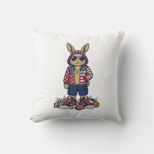 Patriotic Easter Bunny Vintage Vector Shirt_1 Cushion
