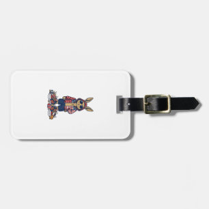 Patriotic Easter Bunny Vintage Vector Shirt_1 Luggage Tag