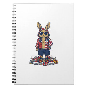 Patriotic Easter Bunny Vintage Vector Shirt_1 Notebook