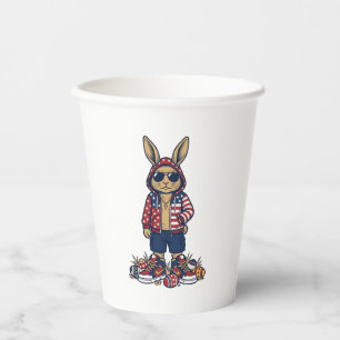 Patriotic Easter Bunny Vintage Vector Shirt_1 Paper Cups