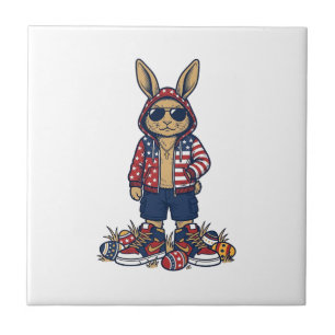 Patriotic Easter Bunny Vintage Vector Shirt_1 Tile