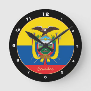 Patriotic Ecuador Flag, Ecuador Home / design Round Clock