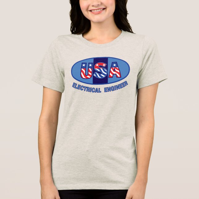 Patriotic Electrical Engineer T-Shirt Tri-Blend Shirt (Front)