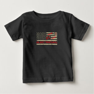 Patriotic Electrician American Flag Christmas Fars Baby T-Shirt