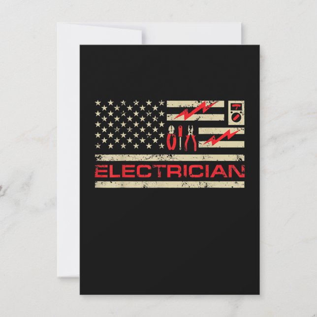 Patriotic Electrician American Flag Christmas Fars Card (Front)