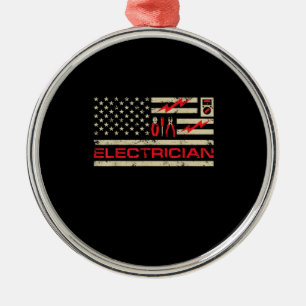 Patriotic Electrician American Flag Christmas Fars Metal Tree Decoration