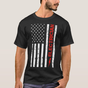 Patriotic Electrician American USA Flag Funny Line T-Shirt