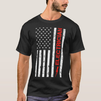 Patriotic Electrician American USA Flag Funny Line T-Shirt